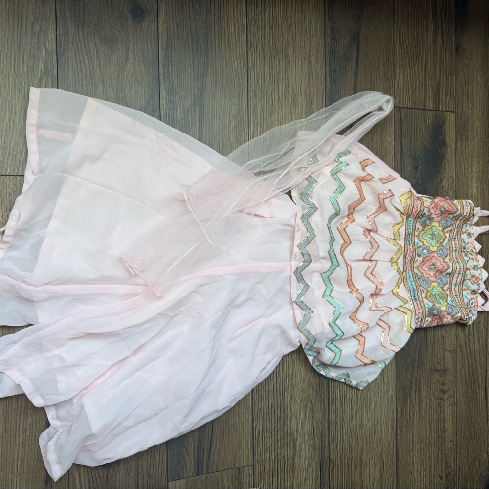 Strapless Blush Pink Embroidered Sharara - Indian/Pakistani
